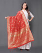 Stylish Red Coloured Poly Silk Jacquard Dupatta | Sudathi
