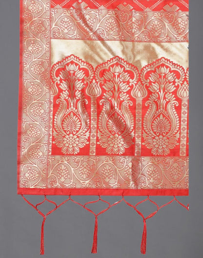 Stylish Red Coloured Poly Silk Jacquard Dupatta | Sudathi
