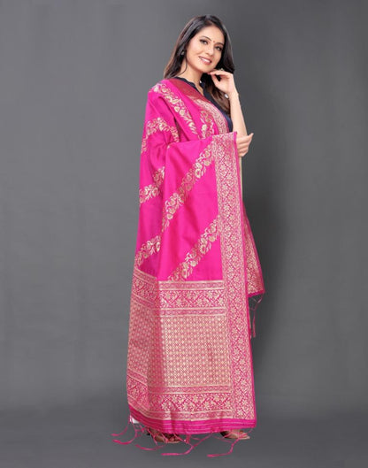 Graceful Pink Coloured Poly Silk Jacquard Dupatta | Sudathi