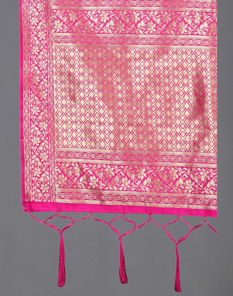Graceful Pink Coloured Poly Silk Jacquard Dupatta | Sudathi