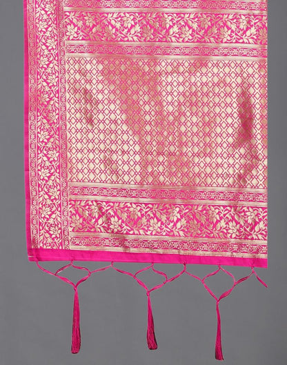 Graceful Pink Coloured Poly Silk Jacquard Dupatta | Sudathi
