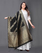 Beautiful Black Coloured Poly Silk Jacquard Dupatta | Sudathi