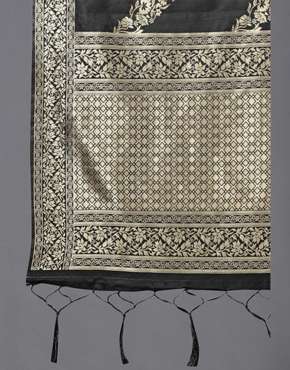 Beautiful Black Coloured Poly Silk Jacquard Dupatta | Sudathi