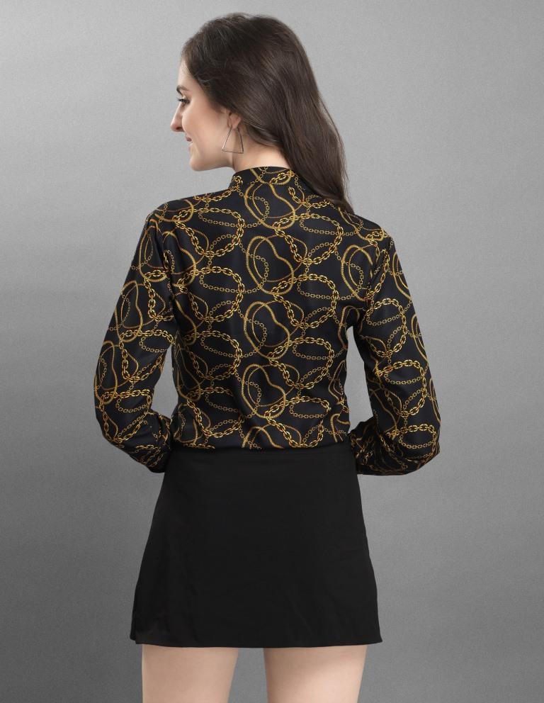 Idyiic Black Coloured Printed Crepe Tops | Sudathi