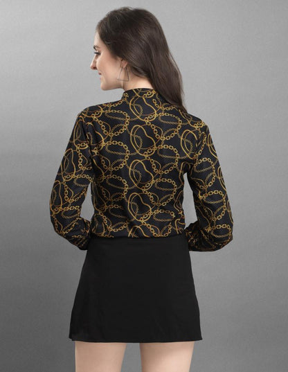Idyiic Black Coloured Printed Crepe Tops | Sudathi