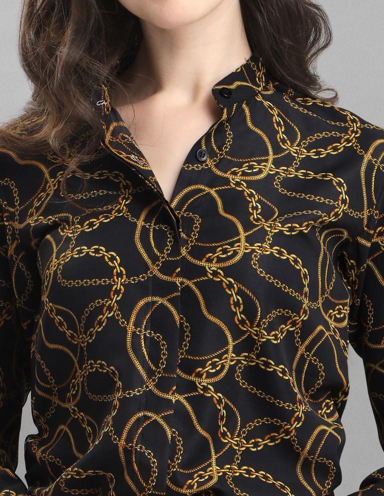 Idyiic Black Coloured Printed Crepe Tops | Sudathi