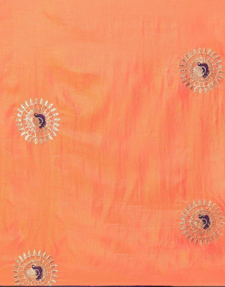 Orange Coloured Poly Silk Embroidered Partywear Saree | Sudathi