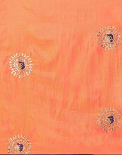 Orange Coloured Poly Silk Embroidered Partywear Saree | Sudathi