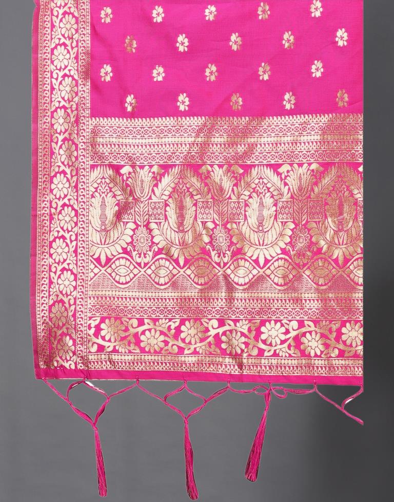 Captivating Pink Coloured Poly Silk Jacquard Dupatta | Sudathi