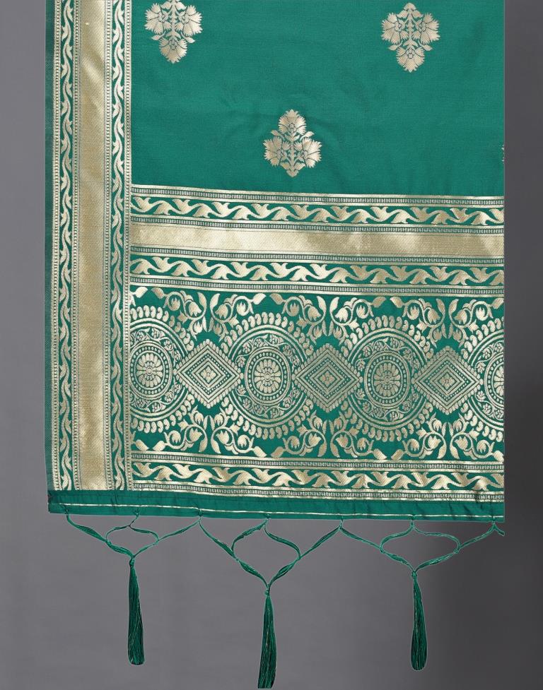 Angellic Teal Green Coloured Poly Silk Jacquard Dupatta | Sudathi
