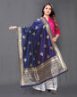 Distinctive Navy Blue Coloured Poly Silk Jacquard Dupatta | Sudathi