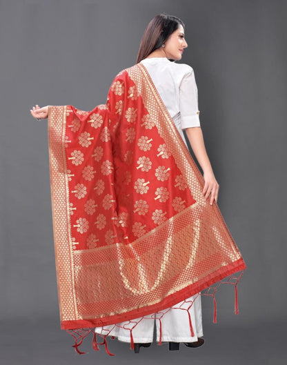 Beguiling Red Coloured Poly Silk Jacquard Dupatta | Sudathi