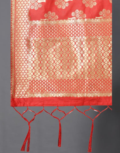 Beguiling Red Coloured Poly Silk Jacquard Dupatta | Sudathi