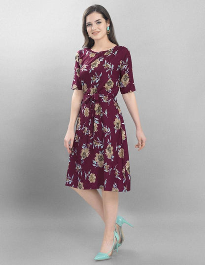 Favourable Purple Coloured Printed Crepe Dress | Sudathi