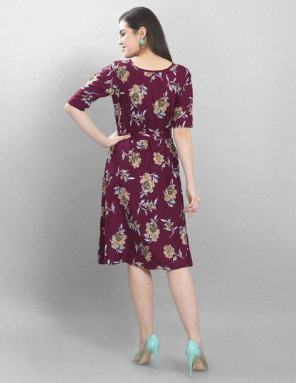 Favourable Purple Coloured Printed Crepe Dress | Sudathi