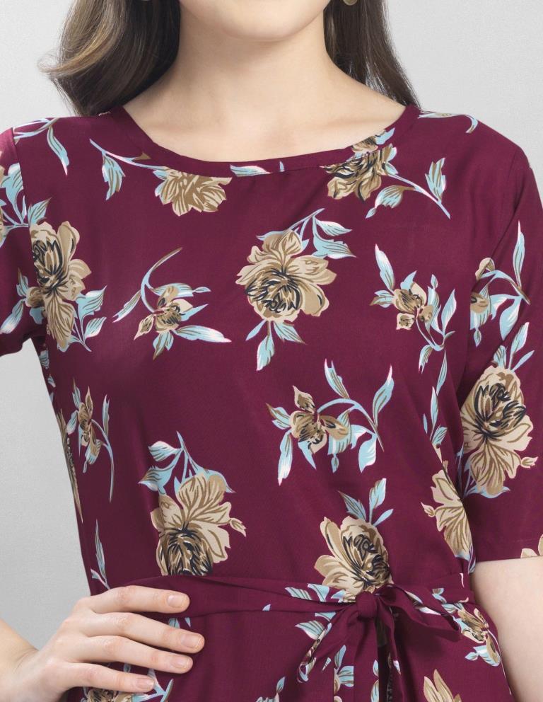 Favourable Purple Coloured Printed Crepe Dress | Sudathi