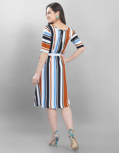 Standard White Coloured Printed Crepe Dress | Sudathi