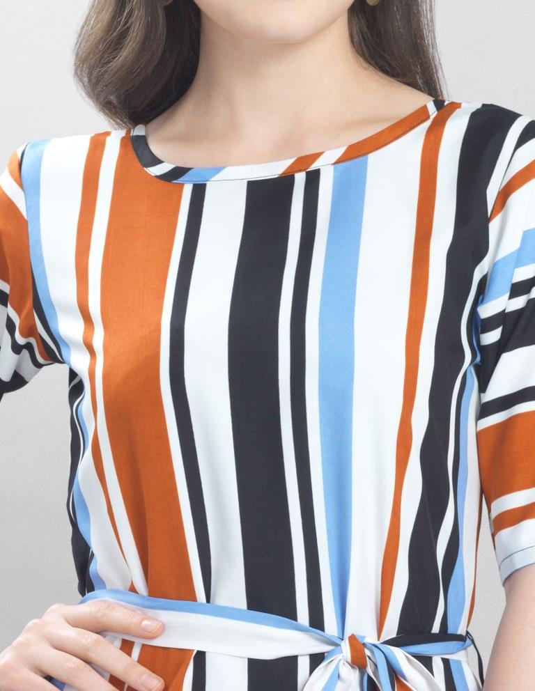 Standard White Coloured Printed Crepe Dress | Sudathi