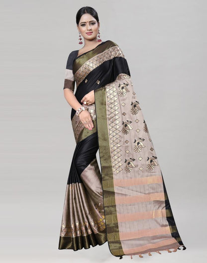 Black Vichitra Silk Saree | Sudathi