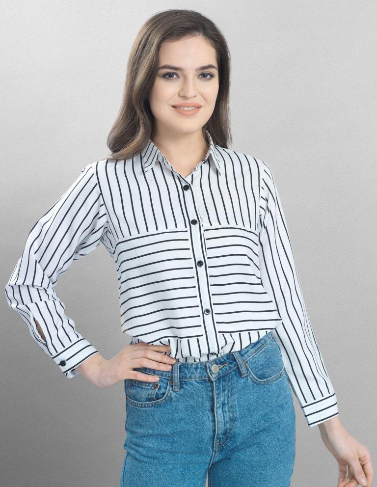 Choicest White Coloured Printed Crepe Tops | Sudathi