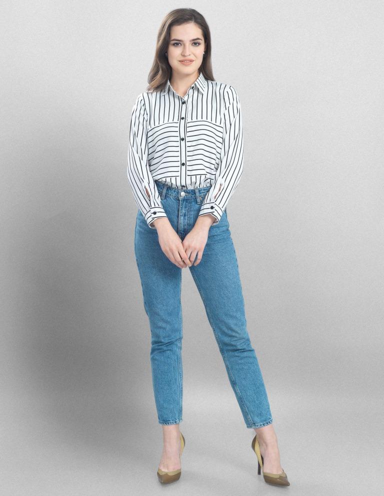 Choicest White Coloured Printed Crepe Tops | Sudathi