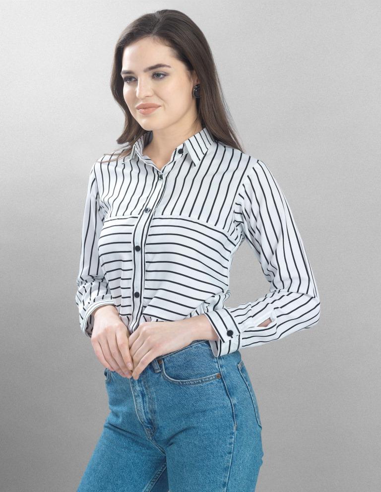Choicest White Coloured Printed Crepe Tops | Sudathi
