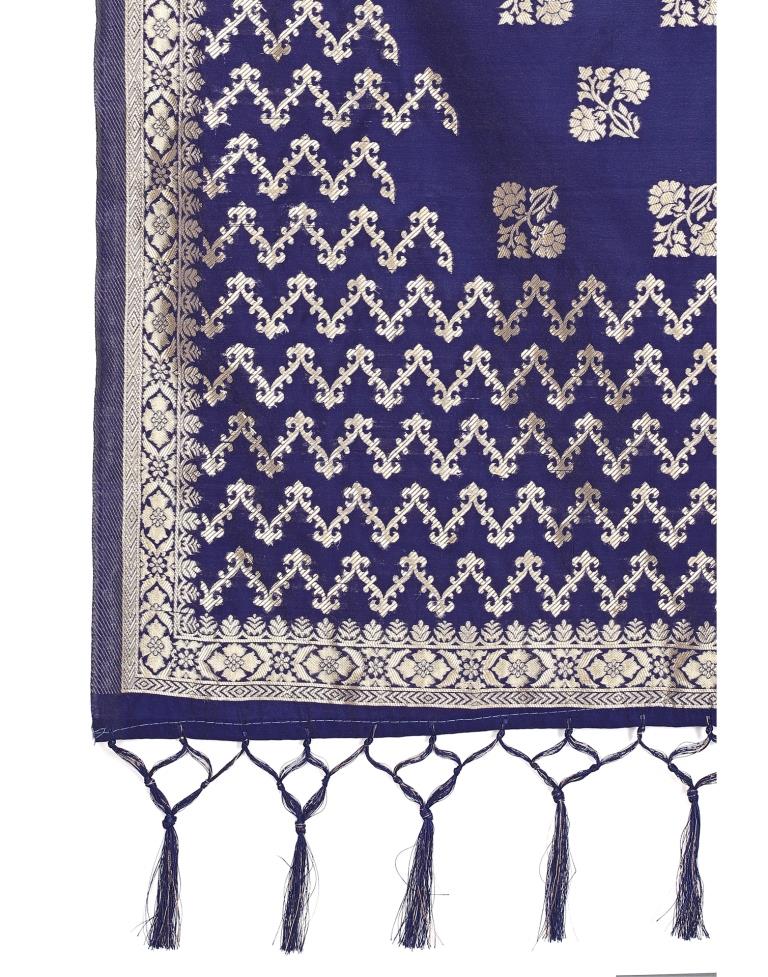Enriching Navy Blue Coloured Poly Silk Jacquard Dupatta | Sudathi