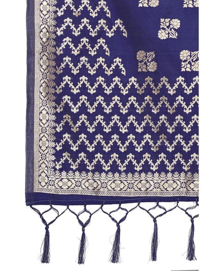 Enriching Navy Blue Coloured Poly Silk Jacquard Dupatta | Sudathi
