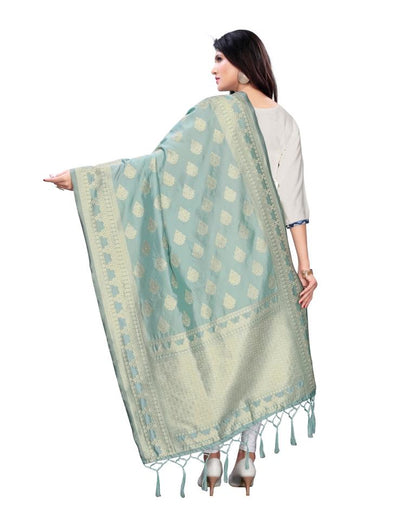 Fantastic Tiffany Blue Coloured Poly Silk Jacquard Dupatta | Sudathi