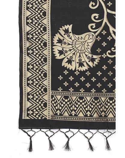 Fantastic Black Coloured Poly Silk Jacquard Dupatta | Sudathi