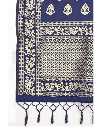 Glamorous Navy Blue Coloured Poly Silk Jacquard Dupatta | Sudathi