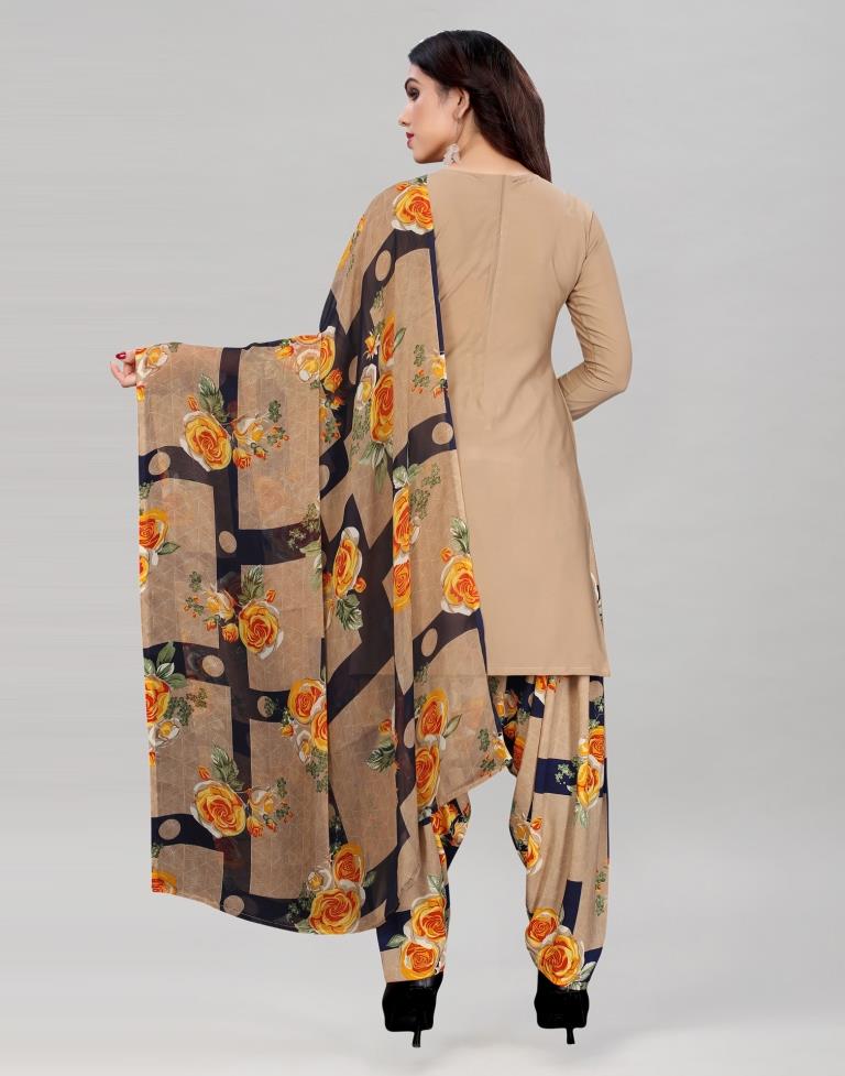 Brown Printed Unstitched Salwar Suit | Sudathi