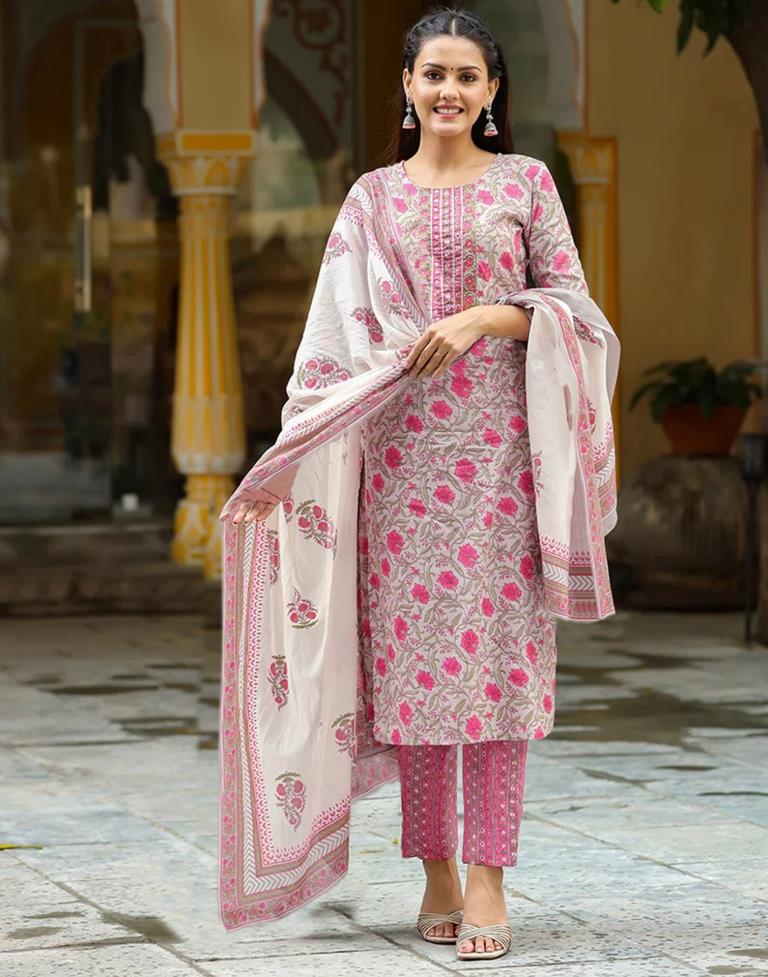 Multicoloured Digital Printed Kurta With Pant And Dupatta