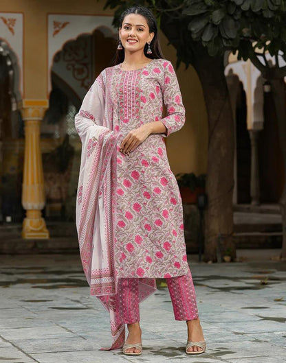 Multicoloured Digital Printed Kurta With Pant And Dupatta