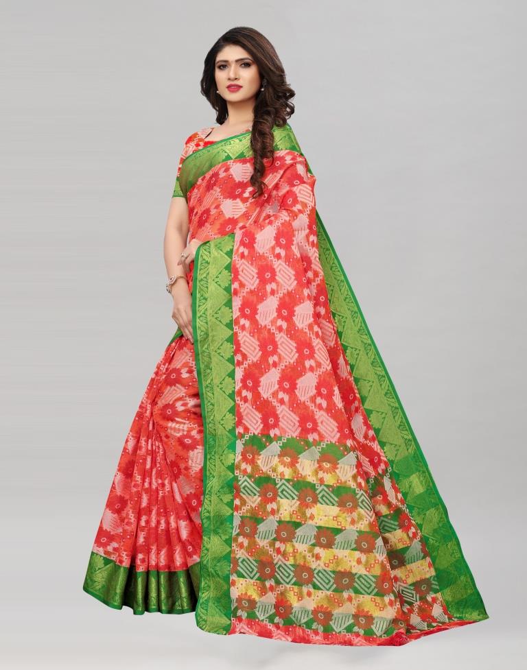 Green Coloured Poly Silk Jacquard Partywear Saree | Sudathi