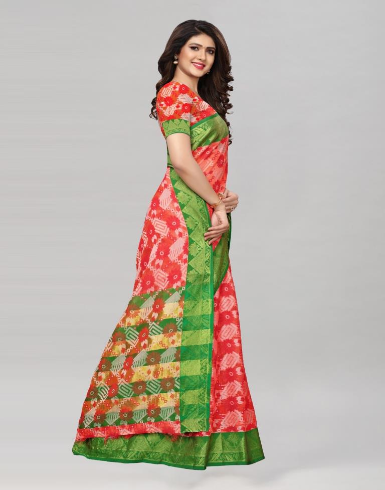 Green Coloured Poly Silk Jacquard Partywear Saree | Sudathi