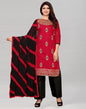 Red Chanderi Silk Embroidered Unstitched Salwar Suit | Sudathi