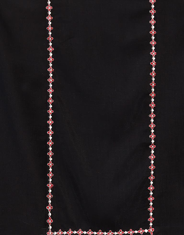 Black Gathered Kurta With Pant And Dupatta