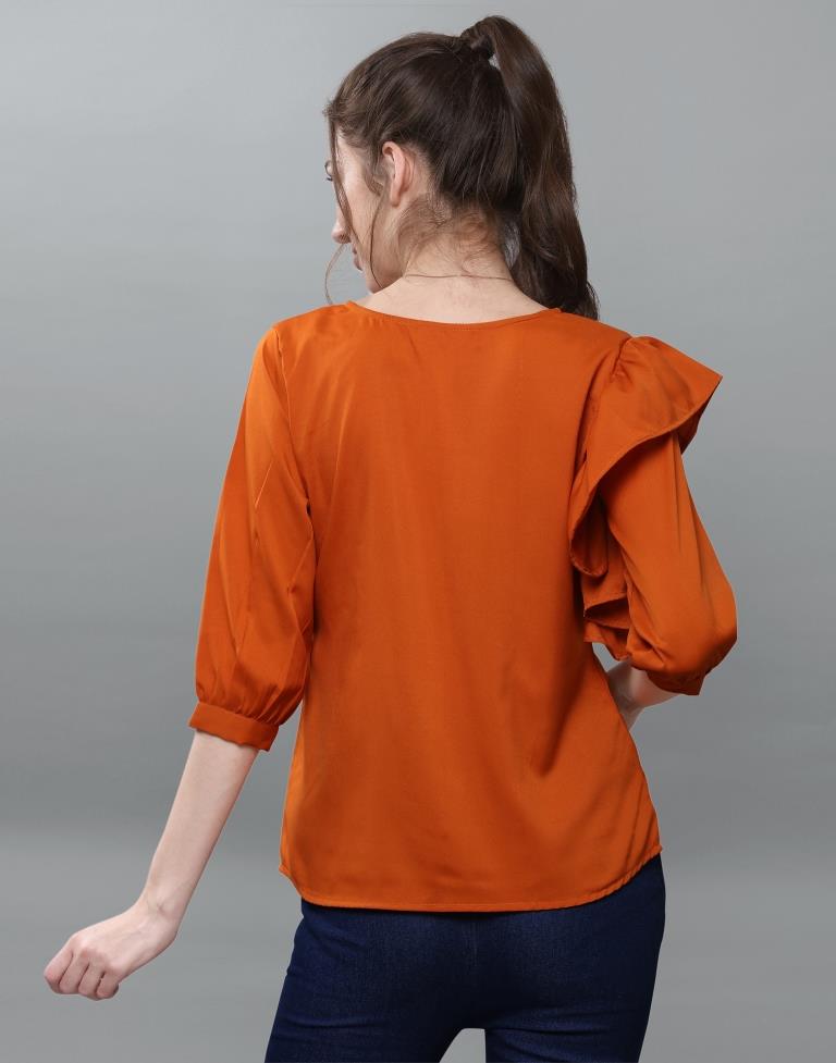 Stylish Rust Coloured Plain Crepe Tops | Sudathi