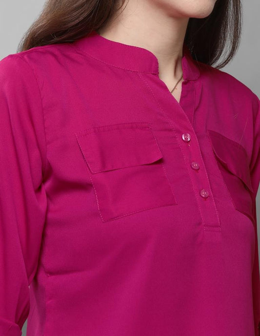 Graceful Pink Coloured Plain Crepe Tops | Sudathi
