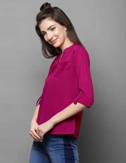 Graceful Pink Coloured Plain Crepe Tops | Sudathi