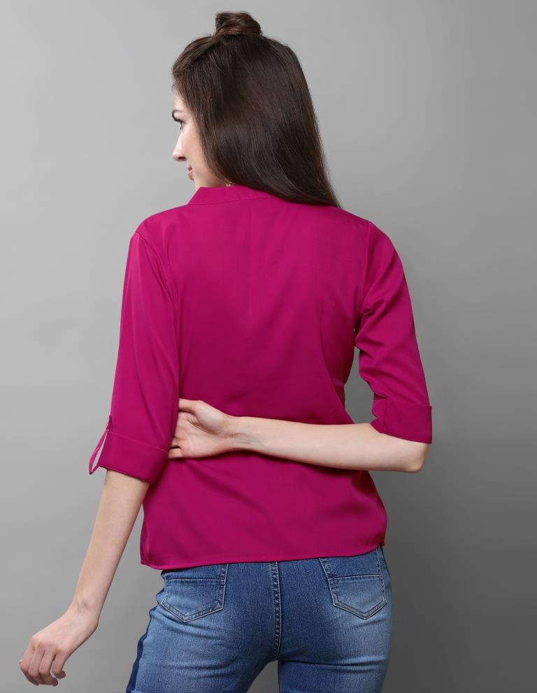 Graceful Pink Coloured Plain Crepe Tops | Sudathi