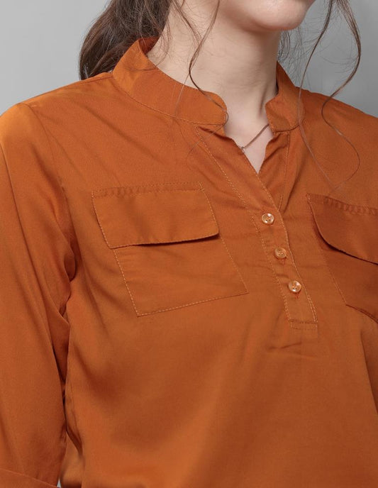 Bewitching Rust Coloured Plain Crepe Tops | Sudathi