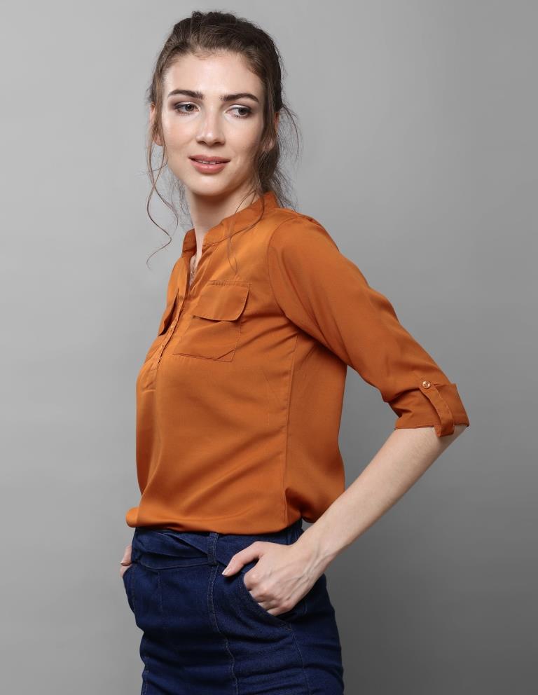 Bewitching Rust Coloured Plain Crepe Tops | Sudathi