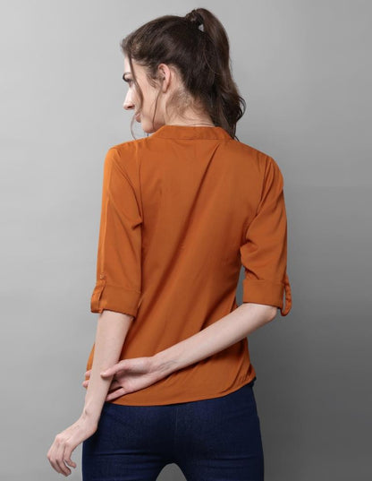 Bewitching Rust Coloured Plain Crepe Tops | Sudathi