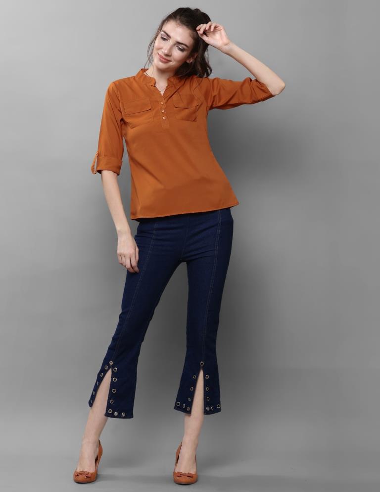 Bewitching Rust Coloured Plain Crepe Tops | Sudathi