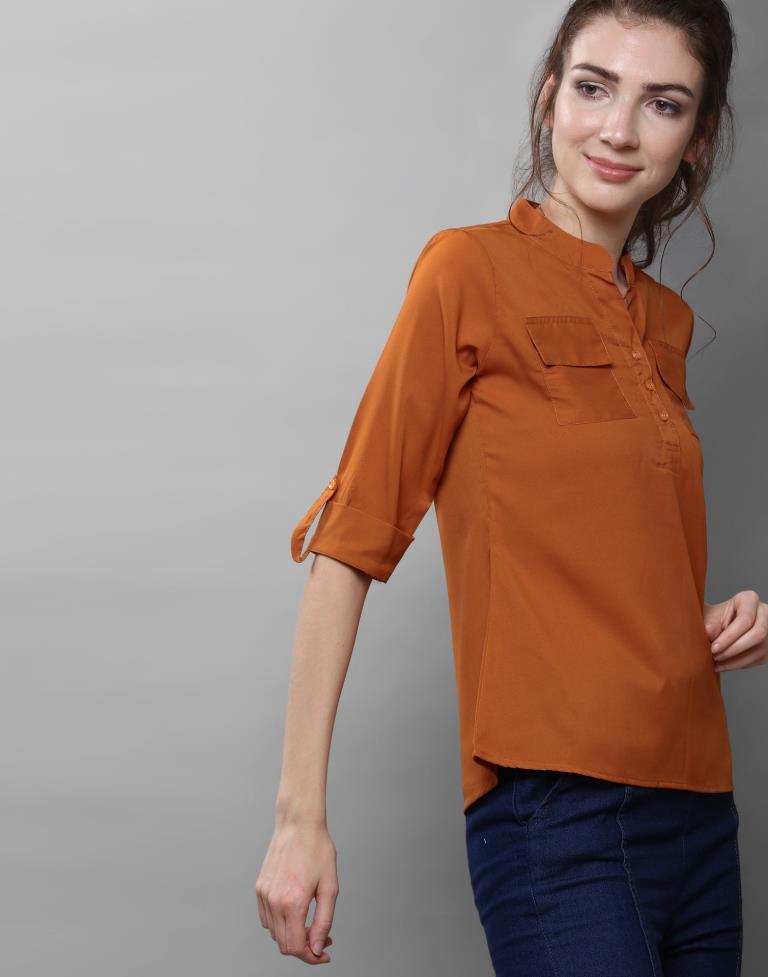 Bewitching Rust Coloured Plain Crepe Tops | Sudathi