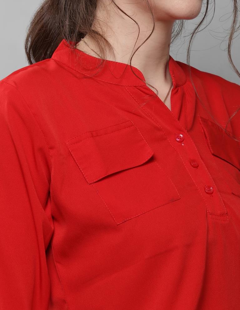 Beautiful Red Coloured Plain Crepe Tops | Sudathi