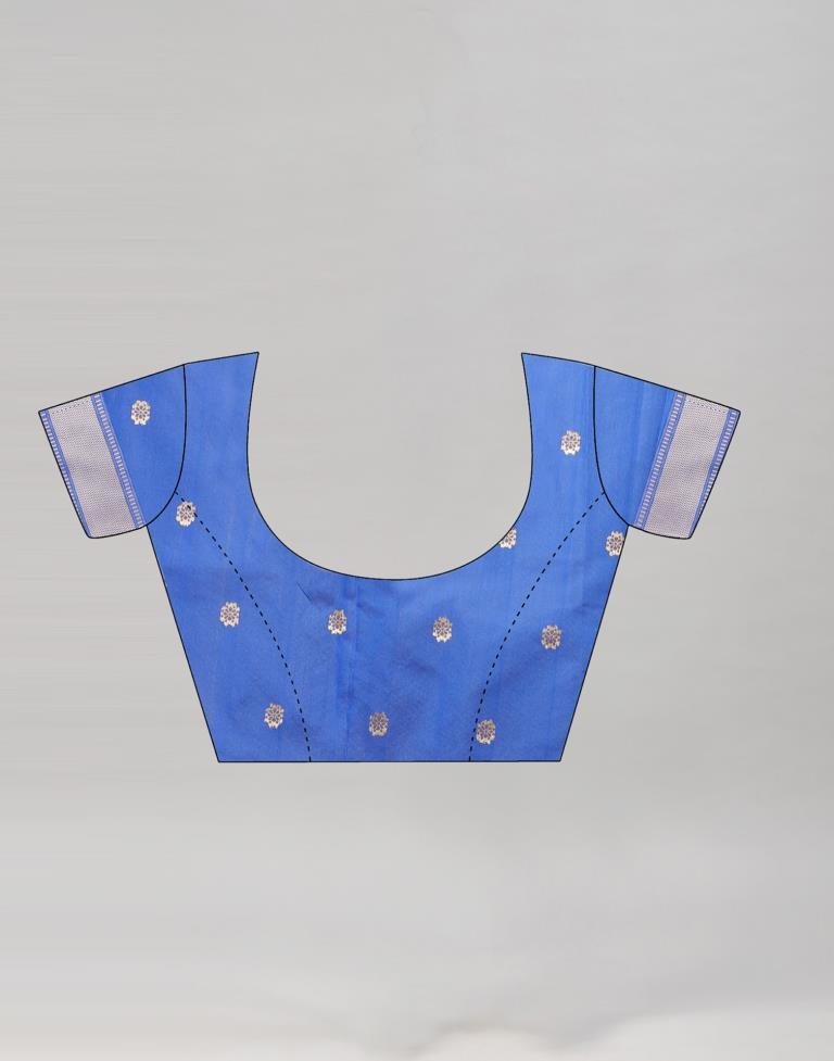 Blue Coloured Poly Silk Banarasi Jacquard Partywear Saree | Sudathi