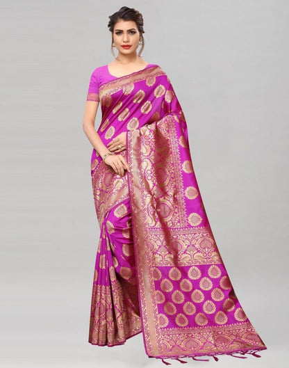 Pink Coloured Poly Silk Banarasi Jacquard Partywear Saree | Sudathi